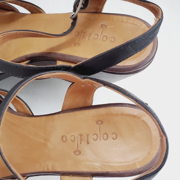 Coclico Peep-Toe Leather Wedge Sandals 7.5 - Picture 5 of 6
